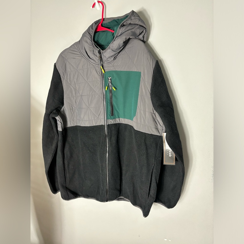 Grays Peak Outdoors Taupe Fleece Hooded Colorblock Jacket Men’s Size XL NEW